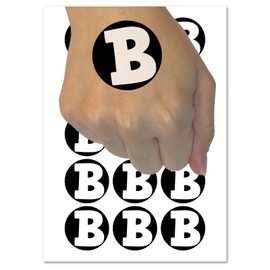 Letter B Uppercase Fun Bold Font Temporary Tattoo Water Resistant Fake Body Art Set Collection - 54 1" Tattoos (1 Sheet)