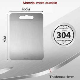 YIJUNSTORE Stainless Steel Chopping Board, Double-Sided, Food-Safe, Titanium Chopping Board, Pasta Board, Baking Board, Kitchen Board, 29