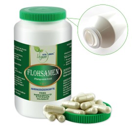VITA IDEAL Vegan® psyllium seeds - 120 capsules - Plantago indica - daily serving 1100 mg psyllium husks pure powder. Natural, vegetable and without additives, original from Vitaideal