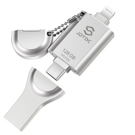 JSL JDTDC Apple MFi Certified Flash Drive, One-Click Backup for Photos Videos and Files, 3-in-1 usb flash drive, Compatible with Phones Tablets and Computers #TikTokShopBacktoSchool:_128GB