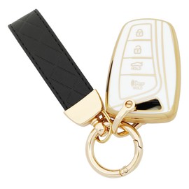 AYGUCEKE TPU Protective Key Fob Cover Case Compatible with Hyundai Azera Genesis Santa Fe Equus Key Fob (White)