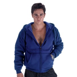 Gary Com Hoodies for Men Heavyweight Fleece Sweatshirt - Full Zip Up Thick Sherpa Lined Winter Warm Sweatshirts Work Jackets With Pocket,Denim Blue L