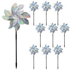 KOKMEYA Reflective Bird Repellent Pinwheels, 7.1 inches in Diameter,Silver dot 8-Blade Reflective Windmill, Outdoor Bird Deterrent, High Reflective Effect, for Yard, Balcony, Garden, Scare Birds.