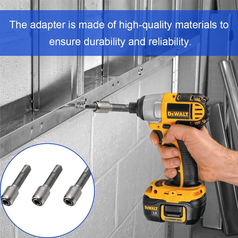 XPEX Pack of 3 Sds Plus Adapter, 6.35 mm Drill