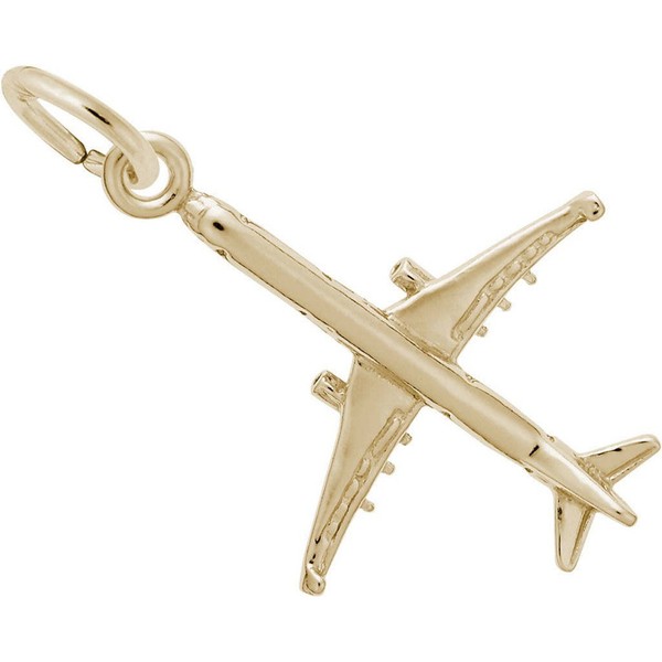 Rembrandt Airplane Charm - Metal - Gold Plated Sterling Silver