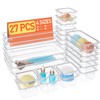 SpaceTrove 27 PCS Clear Plastic Drawer Organizers Set, 4-Size Versatile