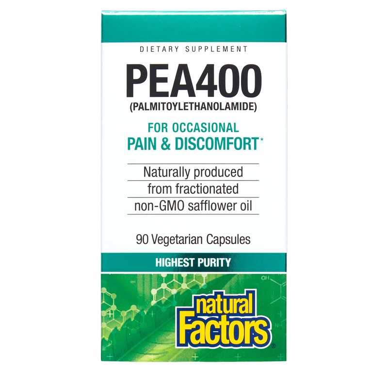 Natural Factors, PEA400, Pure Palmitoylethanolamide for Relief, 90 Count