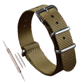 MZBUTIQ 10 mm Khaki Nylon Watch Strap One Piece Fabric Watch Bands Extra Long for Women