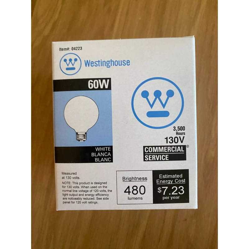 Westinghouse (6) Westinghouse 60W/G25/130V standard base