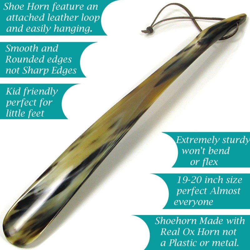 5MOONSUN5 Shoe Horn Made with Real Horn Handmade Long Grip