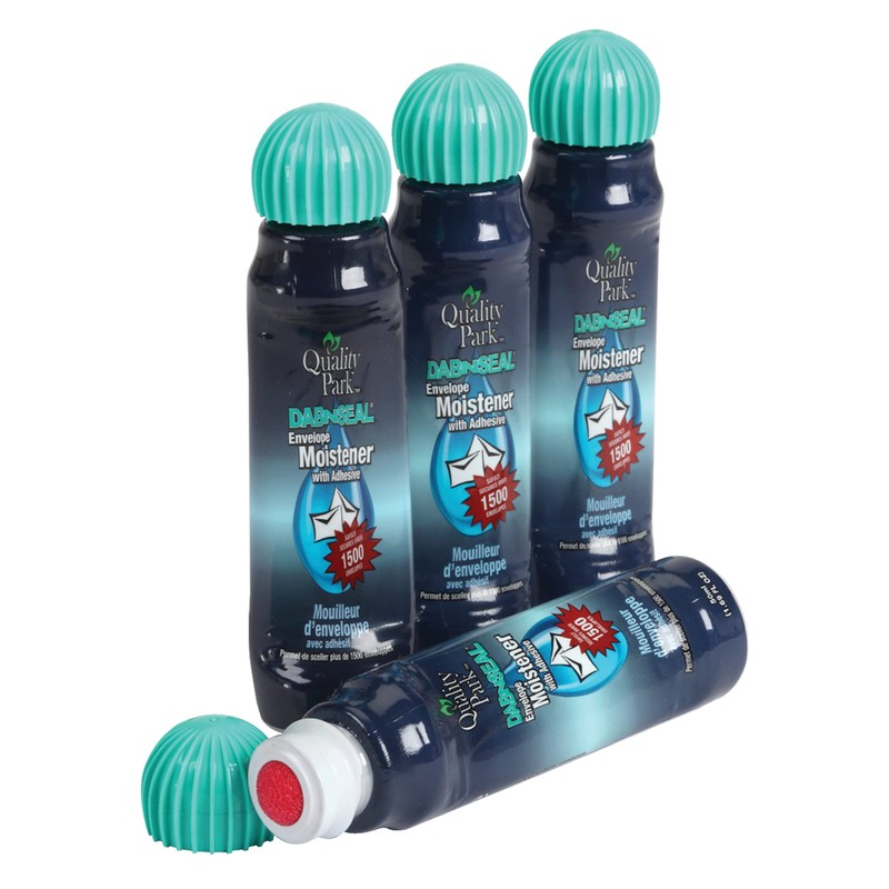 Quality Park Dab-N-Seal Envelope Moistener with Adhesive, 50ML Bottle, 4