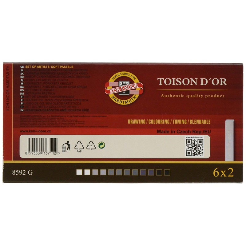 KOH-I-NOOR TOISON D'OR 8592 Artist's Soft Pastels - Grey (Pack