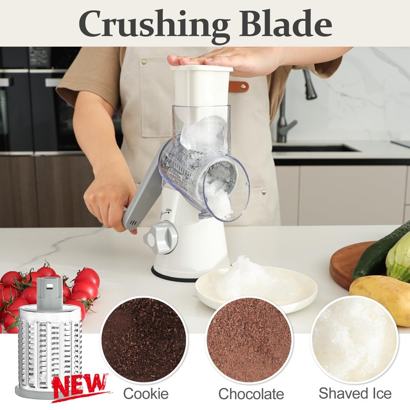 Cambom 5 in 1 Rotary Cheese Grater Hand Crank Cheese