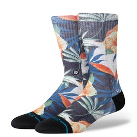 Stance Tiki Tides Crew - Unisex Socks - Polyester-blend Construction - Seamless Toe Closure - Friction-free Black MD (US Men's Shoe 6-8.5, Women's Shoe 8-10.5) One Size
