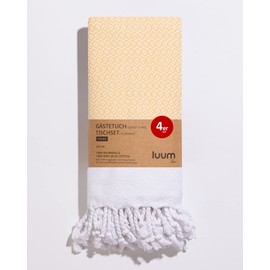Luum® Set of 4 Hamam Guest Towels, Place Mats, Washable Place Mats, Flannel, 100% Cotton, Quick-Drying, Lint-Free, Yellow, 33 x 45 cm, Gift Set, Wedding Gift Idea