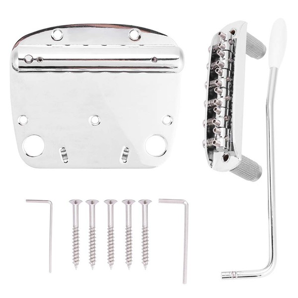 Nickel-plated Copper-zinc Alloy Tremolo Vibrato Tailpiece Bridge Set for Mustang