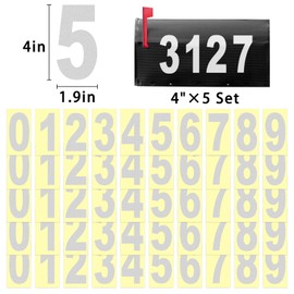 4 inch Silver White Reflective Mailbox Numbers for Outside, 50 Pcs Vinyl Waterproof Numbers Stickers Mailbox Decals for Signs Door Cars Trucks Home Business Address Number
