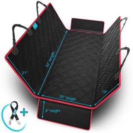 Dog Car Seat Cover Hammock Pet Seat Cover Protector for Cars Truck & SUV 100% Waterproof - Machine Washable - Durable Dirt Leak Proof Heavy Duty Material Seat Belt Leash Included Special Design