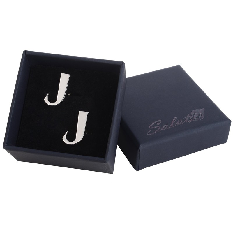 Salutto Men's Letter J Cufflinks 1 Pair with Gift Box