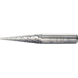 PFERD Cone Carbide Bur, Uncoated (Bright) Finish, Double Cut, Point End, 1/4" Shank, 1/4" Head Diameter, 1" Head Length (SM-3)
