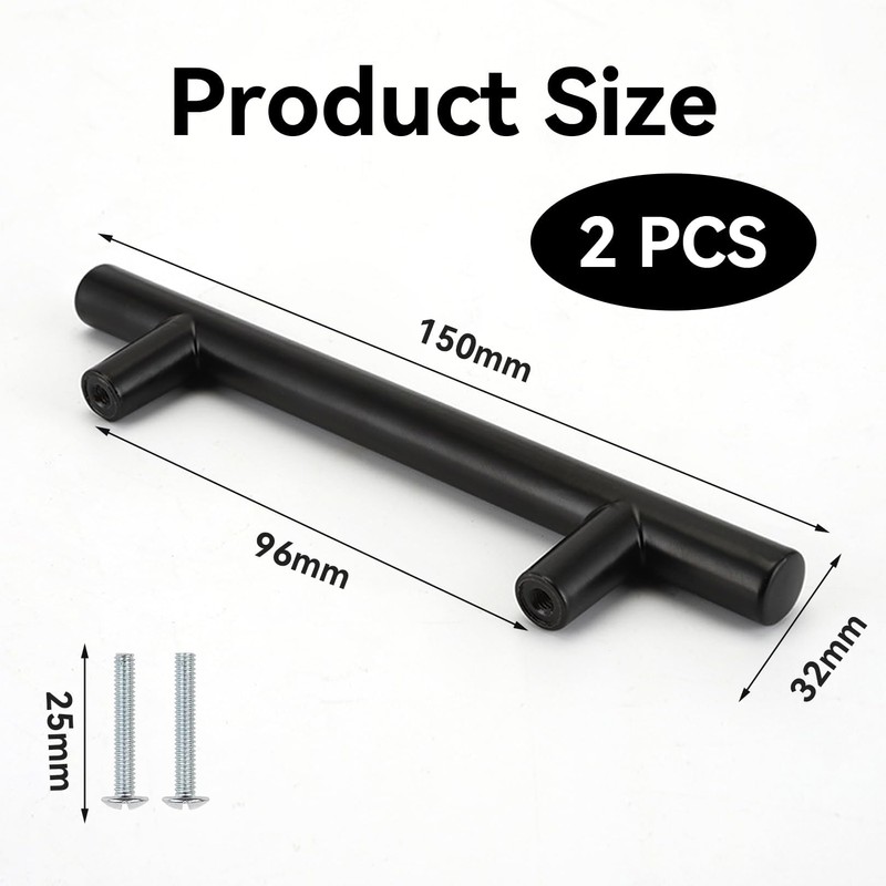 strrng 2 Pieces Black Cupboard Handles,Black Kitchen Handles,Used for Wardrobe,Kitchen