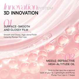 COLORKEY- Brillo de labios 3D Plump Oil, acabado de alto brillo, tinte de labios, hidratante, no pegajoso, transparente y natural, Gl