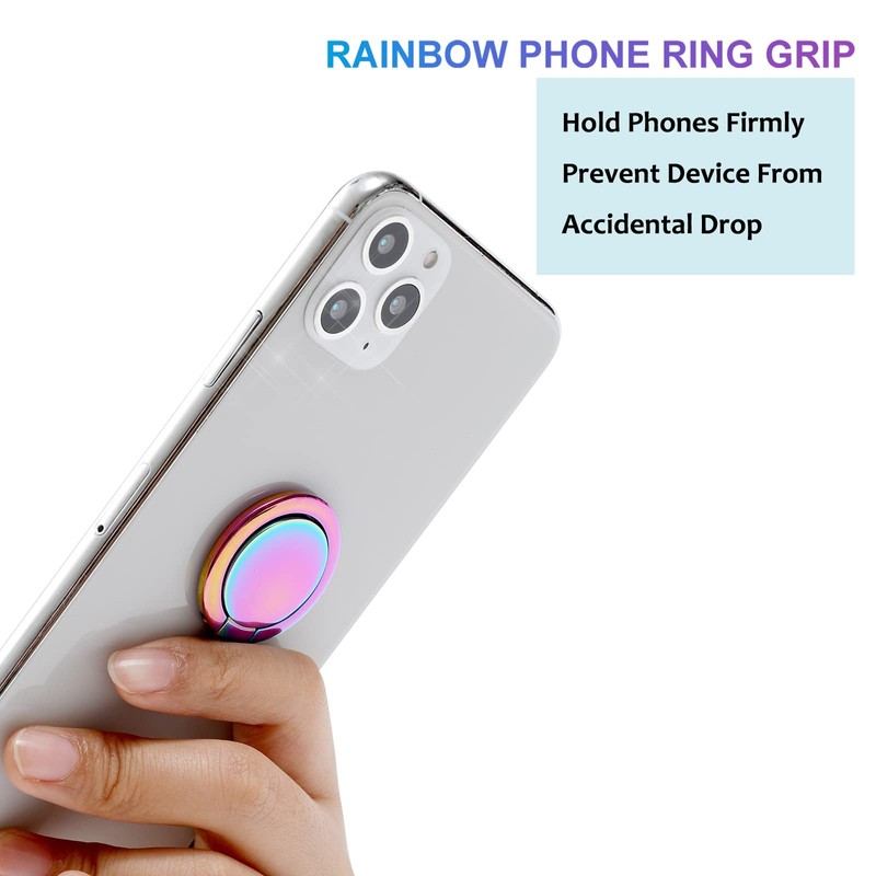 lenoup Rainbow Cell Phone Ring Stand Holder,Multicolor Ring Grip Kickstand,Iridescent