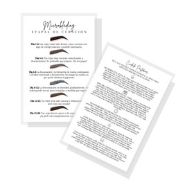 SPANISH Microblading Stages of Healing and Aftercare | 30 Pack | 4x6” inch Post Card Size | Etapas de la curación | Black & White Design