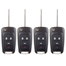 cciyu X 4 Flip Key Fob with Key Blade 4 buttons Replacement for 10 11 12 13 14 15 16 for Chevy for Camaro for Cruze for Equinox for Malibu Series with FCC OHT01060512