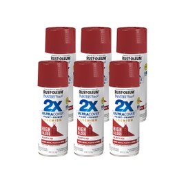 Rust-Oleum 272272- Painter's Touch 2X Ultra Cover Spray Paint, 12 oz, Majestic Red, 6 Pack