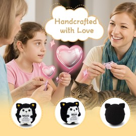 VIESUJI Birthday Gifts for Mom from Daughter Son Love Mom Gift Mini Black Cat Emotional Support Crochet for Birthday Christmas Mothers Day Cat Lovers Gifts for Women Mother Grandma Wife