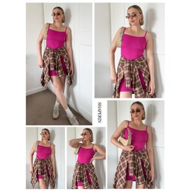 SHAPERIN Women's Bodycon Mini Summer Dresses with Round Neck Spaghetti Straps Dress Mini Dress Sleeveless Lounge Dress, rose