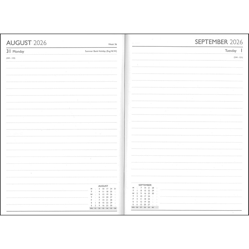 2026 A5 Day a Page Diary - Full Year Hardback