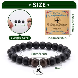 Christian Gifts for Men Beaded Bracelet Baptism Gifts for Boys Confirmation First Communion Baptism Religious Easter Gift for Boyfriend Husband Dad Uncle Motivational Bible Verse Jewelry Bracelet