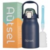 Autsel 1L Stainless Steel Water Bottle with Straw Metal Water Bottles Flask with Handle Double Walled Insulated Sports Water Bottle Leakproof for Gym Sports