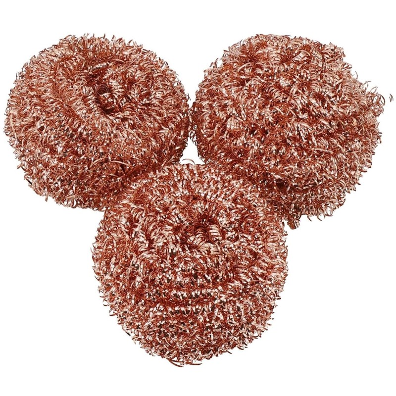 Recyclable Wire Metal Copper Scourer Pads 3 Pack - Spiral
