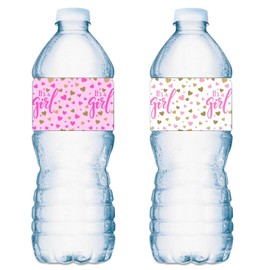 20 Its a Girl Water Bottle Labels Pink and White Baby Shower Party ; Waterproof Water Bottle Wrappers; Its a Girl Water Bottle Stickers Labels Decorations (10 Pink and 10 White) Made in USA