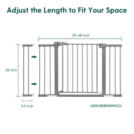 BABELIO Metal Baby/Dog Gate Extender, 5.5inch (14cm) Black Pet Gate Extension, Extra Wide Pet Gate Accessories for Stairs & Doorways, NO Need Tools NO Drilling, 36" Tall