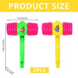 Falafoty Squeaky Hammer Baby Batting Toy, 2 Pieces Whistle Hammer Toy Kids Music Sound Toy, Plastic Hammer Toddler Educational Toy for 1+ Year Old Girls Baby Boys (C)