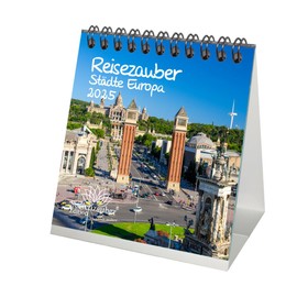 City Magic Europe Calendar for 2025 Format 10 cm x 10 cm Cities – Gift Set Contents: 1 x Calendar, 1 x Christmas Pendant, 1 x Greeting Tag (Total 3 Pieces)