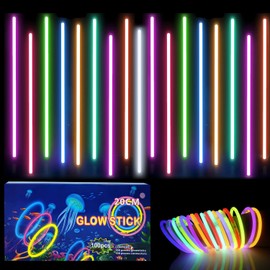 100Pcs Glow Sticks Party Packs with Connectors,20cm Glowsticks,Glow in the Dark Supplies,Long Lasting Glow Stick Necklaces Bracelets Glasses Accessories for Kids Adults Birthday Easter Party Supplies