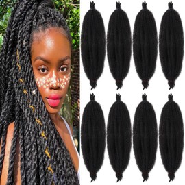 Mscat 8 Zoll vorgetrennte federnde Afro-Twist-Haarverlängerungen, Kunsthaarverlängerungen, 8 Strähnen/Packung, 8 Packungen, 8 Packungen