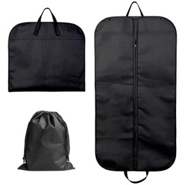 Suit Bags for Men - Suit Carrier & Shoe Bag Set, 60x120cm Foldable Cover with Button Closure, 35x45cm Shoe Bag, Durable & Breathable Garment Bags for Travel, Business, or Storage (Black)