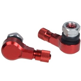 TEAMWILL 2PCS Motorcycle CNC Aluminum 11.3mm Tire Wheel Stem Valve 90 Degree Angled (Red)
