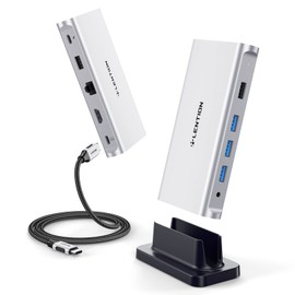 LENTION USB C Docking Station for Steam Deck with 100W PD 4K HDMI Gigabit Ethernet USB 3.0/2.0 Aux Adapter Hub Compatible with 2023-2016 MacBook Pro Mac Air More Stable Driver Certified (D53 Silver)