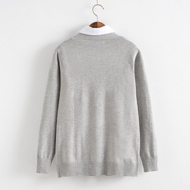 zuevi Girls’ School Cardigan, Uniform, Long Sleeve, Students, Ladies, Sweater, Top, V-Neck, High School, Outerwear, Sweater, Loose, Cotton, Knit, Plain, Commute, Work, Gift, Spring, Autumn, Winter,