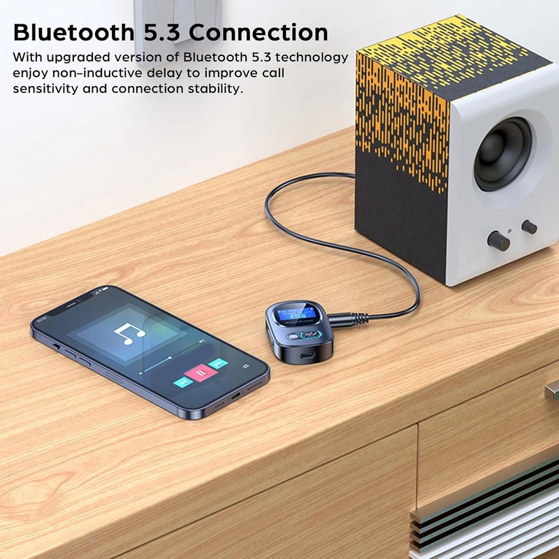 Roarrter Bluetooth 5.3 Transmitter Receiver Mini Portable Wireless Audio Adapter