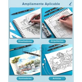 Estilografos Fineliner Lettering Manga Bosquejo Pigment Liner Fina IFORU 12 Unidades Negro                                                            