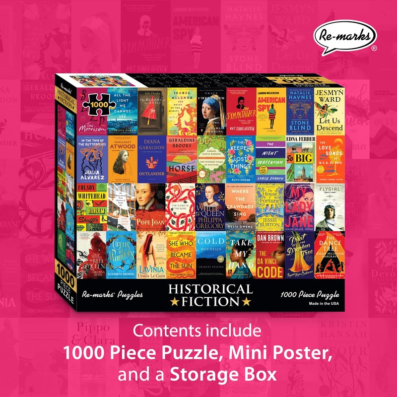 Re-marks Historical Fiction Book Collage Puzzle, 1,000-Piece Jigsaw Puzzle for