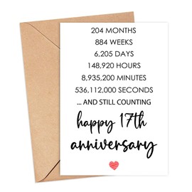 Happy 17th Anniversary Card, Valentines Day Card, 17 Years Together Anniversary, Wedding Anniversary Card Gifts, Idea For Her, Wife, Him, Husband, Boyfriend, Girlfriend